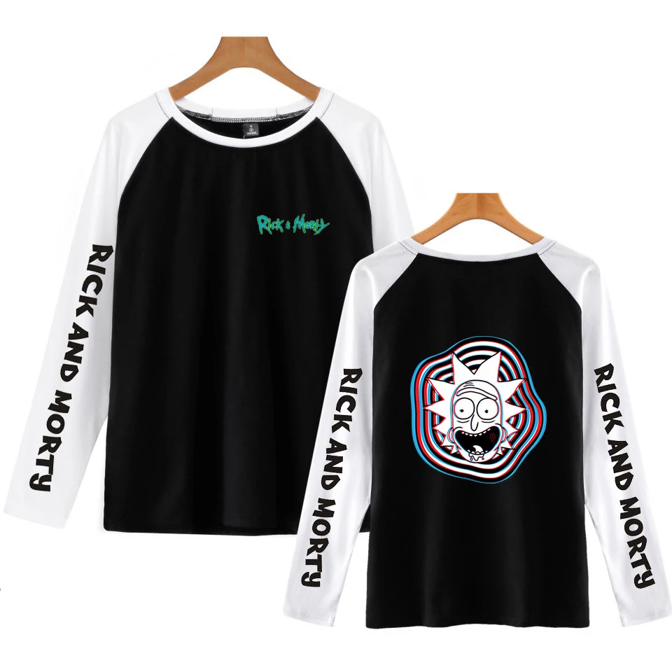 Skup Rick i morty drukowane Raglan koszulki kobiety mężczyźni z długim rękawem t shirty z nadrukiem w 2019 New Arrival Hot sprzedaż casualowe w stylu streetwear ubrania