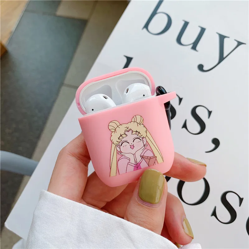Милый чехол Sailor Moon для Apple Airpods 2 1, мультяшный чехол для Bluetooth наушников, забавный чехол для наушников, коробка для airpod, силиконовый чехол