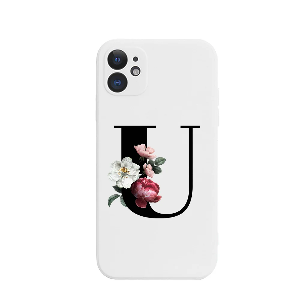 English Letter White Phone Case For iPhone 11 Pro Max X XS Max XR 7 8 Plus Fashion flower soft Silicone Cover iphone 8 leather case