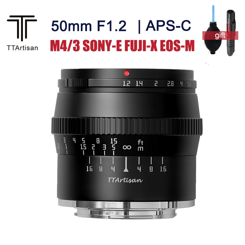 APS-C объектив TTartisan 50 мм F1.2 большой портретный Aputure для камер SONY E FUJI X Canon EOS M M4/3 mount |
