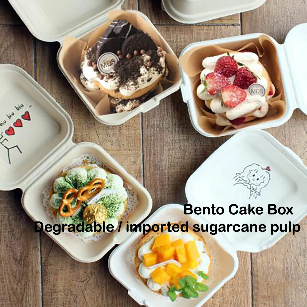 10pcs Disposable Bento Box Eco-Friendly Lunch Food Container natural sugarcane pulp Dinnerware Lunchbox For Office Cake | Дом и сад