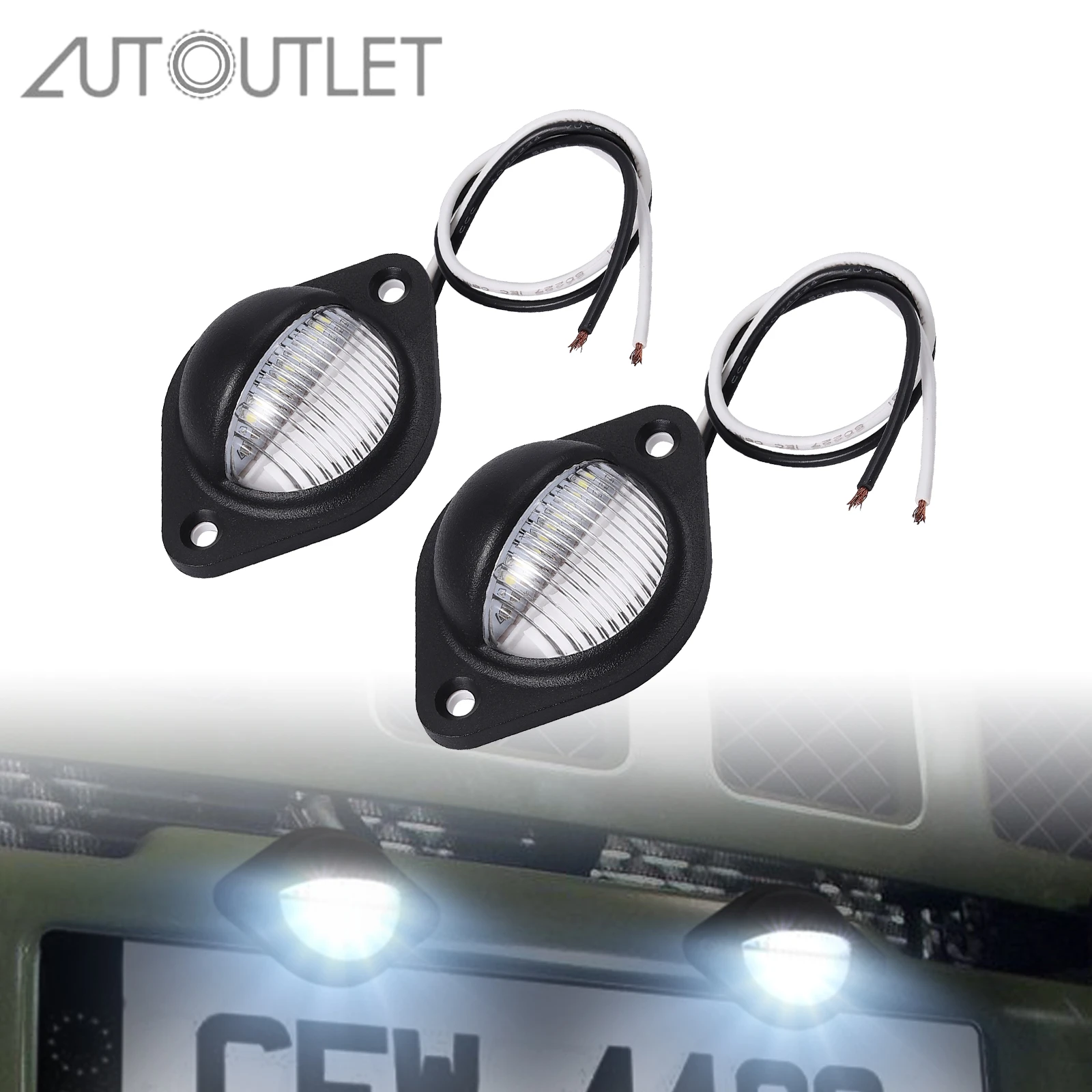 Autooutlet Lámpara de luz LED matrícula de coche con luces, luz blanca para remolque, camión, caravana, con tornillos, 12V/24V| | - AliExpress