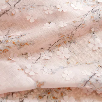 

Three-dimensional Embroidered Beaded Double-Layer Yarn Fabric Soft Organza