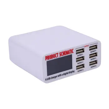 

6 USB Ports LCD Smart Quick Charger Charging Station Adapter with 9 in 1 Repair Kit EU Plug