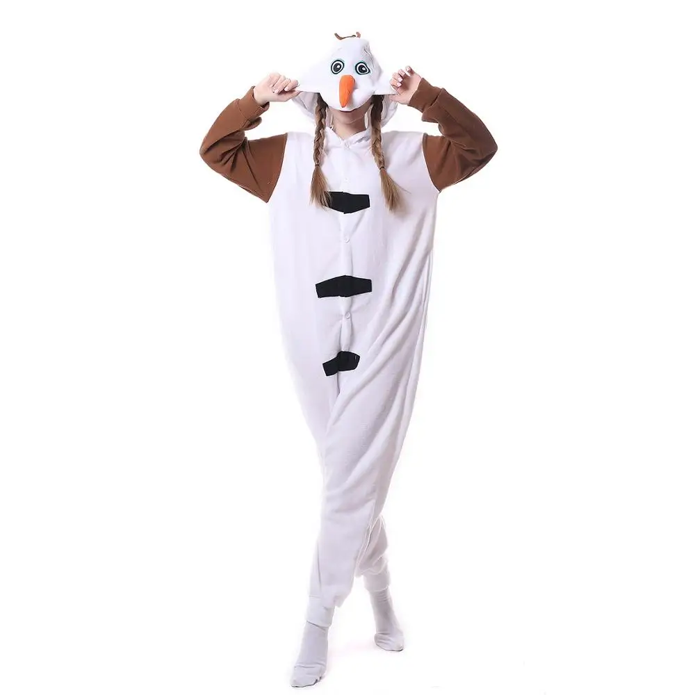 

Kigurumi Anime Cosplay Olaf Snowman Costume Pajamas Onesies Unisex Cartoon Clothing Romper Sleepwear for Adult and Teens