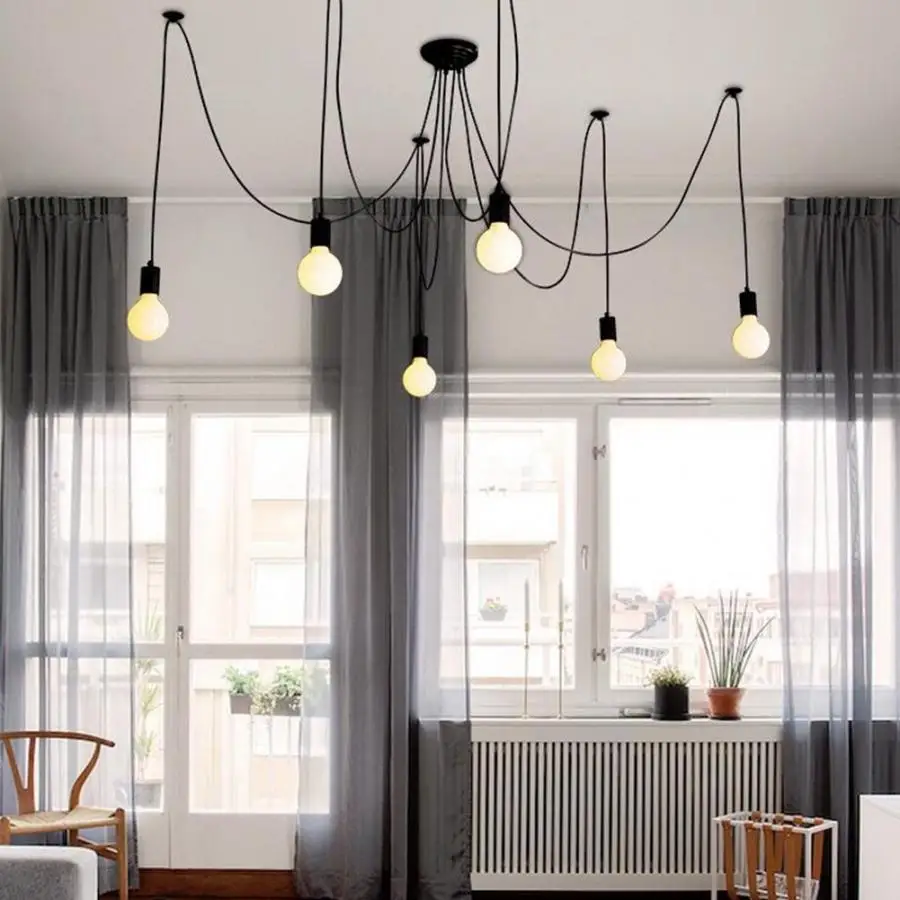 

AC 110-220V E27 Base LED Pendant Lamp Simple Modern Style Hanging Light For Home Cafe Bar Hallway With 10 Lamp Heads