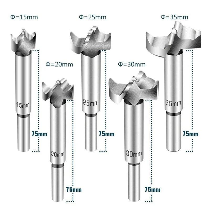 5 шт. Форстнер бит углеродистая Высокоскоростная сталь деревообрабатывающая кольцевая пила Набор шнек открывалка сверление дерево пластиковая фанера с круглым хвостовиком-1