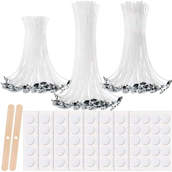 

150 Pieces Cotton Candle Wicks with Base 2 Pieces Candle Wick Centering Device for DIY Candle Making Supplies