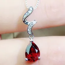 Ювелирное изделие, натуральный настоящий гранат, висячий стиль, ожерелье, подвеска,, серебро 925 пробы, 0.9ct, драгоценный камень Q9121310