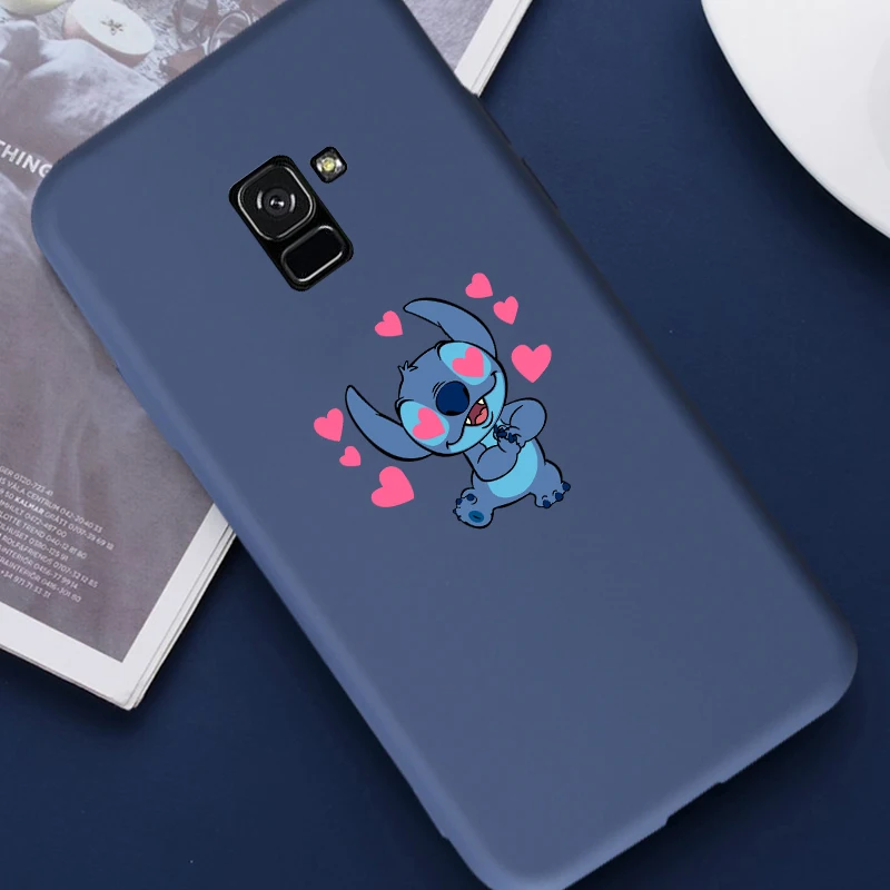 С милым рисунком крестиком чехол для телефона для samsung Galaxy A6 A7 A8 A9 J4 J6 J8 J2 Pro плюс A3 A5 A7 силиконовый чехол Coque - Цвет: Stitch 1 blue case