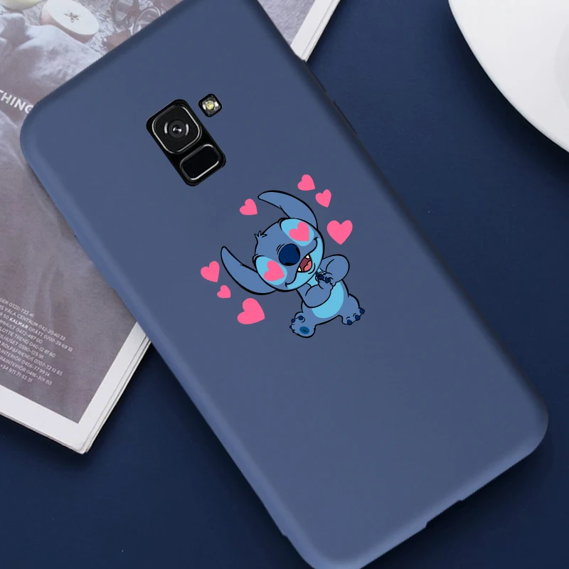 Stitch 1 blue case С милым рисунком крестиком чехол для телефона для samsung Galaxy A6 A7 A8 A9 J4 J6 J8 J2 Pro плюс A3 A5 A7 силиконовый чехол Coque - Цвет: Stitch 1 blue case