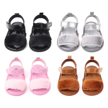 

Summer Baby Girl Sandals Baby Kids Children Cute Plush Sandal Anti-slip PU Shoe Indoor Outdoor Princess Shoes1