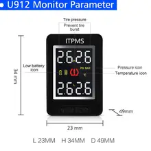 Система контроля давления в шинах U912, ЖК-дисплей, сигнализация для автомобильных шин LX9C