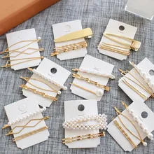 Новинка, 1 комплект, милые заколки для волос из жемчужного сплава, геометрический золотистый, заколка для волос, милая заколка для волос, повязка на голову, модные аксессуары для волос