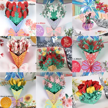 

3D Pop UP Flower Invitations Cards Party Invitation Baby Shower Gifts Rose Wedding Greeting Card Anniversary Gifts Postcard
