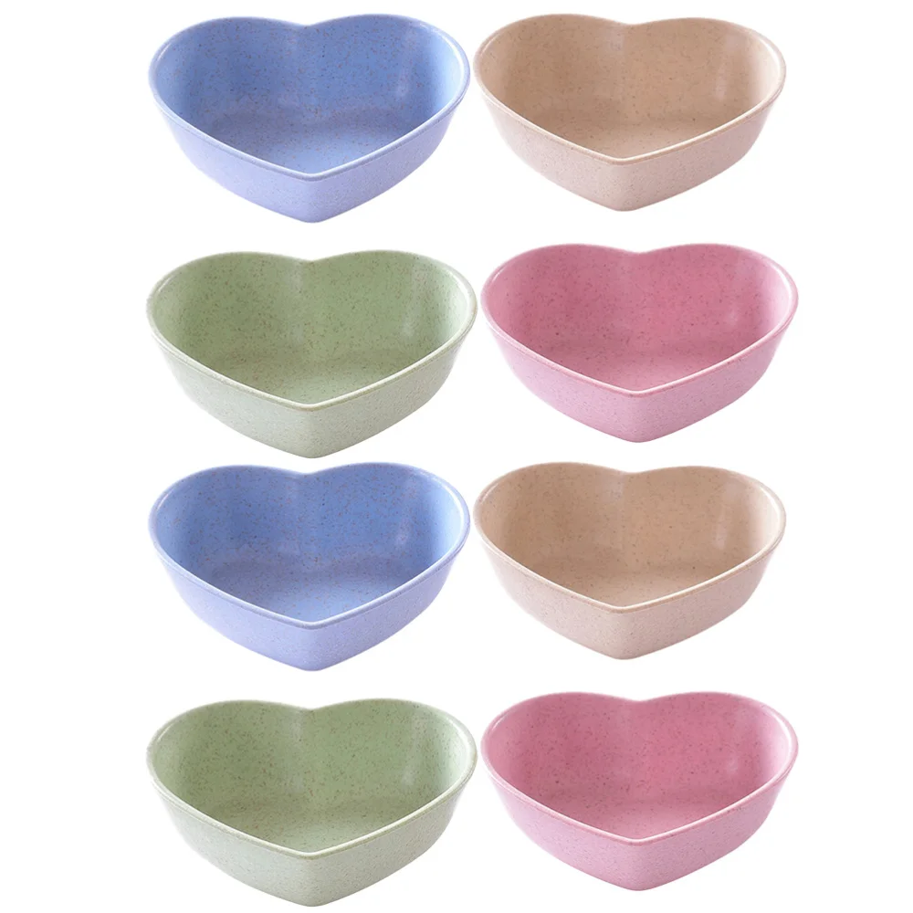 DOITOOL 8Pcs Heart Dipping Bowls Saucer Dish Creative Soy Sauce Dishes Seasoning Dish Snack Appetizer Plates for Seasoning Butter Ketchup 