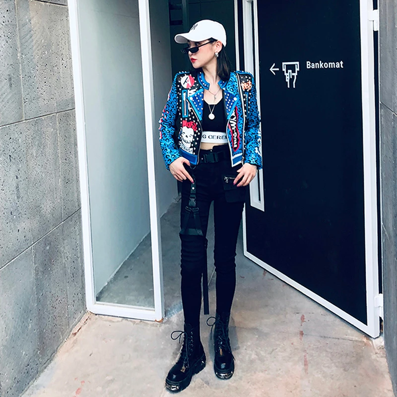 Высокое качество, новая весенняя мода, хорошее качество, заклепки, леди, леопард, мото, для женщин, искусственная кожа, куртка, готический стиль, кожаная куртка для женщин, PY95