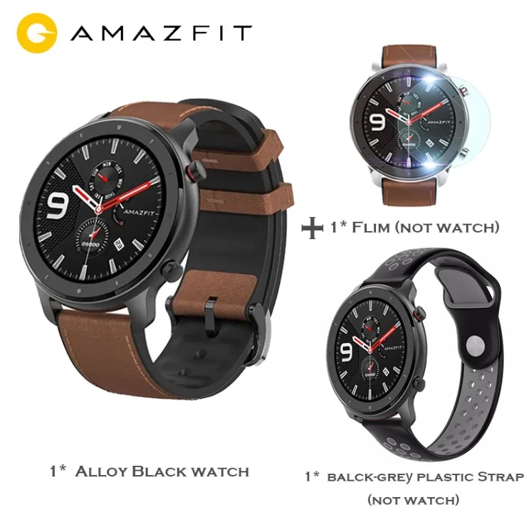 Глобальная версия Amazfit GTR smart watch 47 мм активно-матричные осид, Экран 24 дней работы от аккумулятора gps часы 50ATM водонепроницаемый плавательный черный Цвет - Цвет: Black add blackgrey