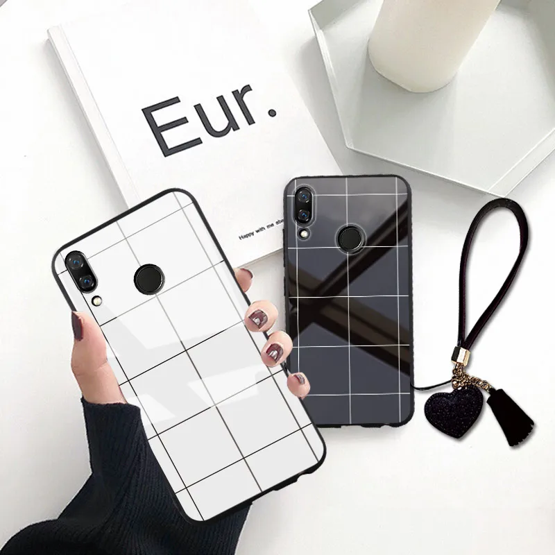 

Manderm Grid Heart Love Pattern Tempered Glass For Xiaomi Mi 8 9 lite Max 3 Redmi 4X 5 6A 6pro Note 5 6 7 Phone Case