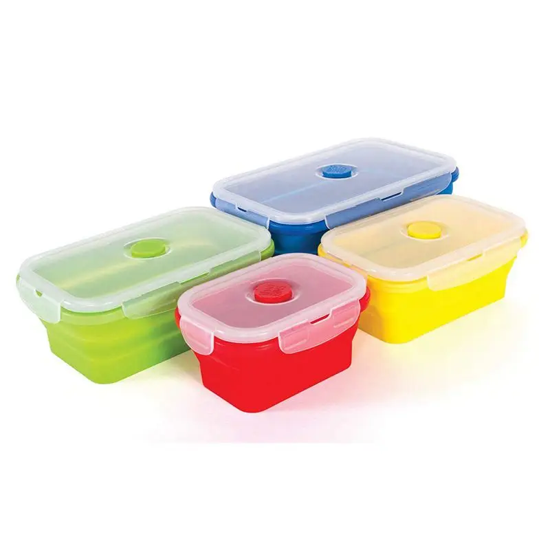 Hot Thin Bins Collapsible Containers-Set of 4 Silicone Food Storage Containers- BPA Free, Microwave, Dishwasher and Freezer Saf