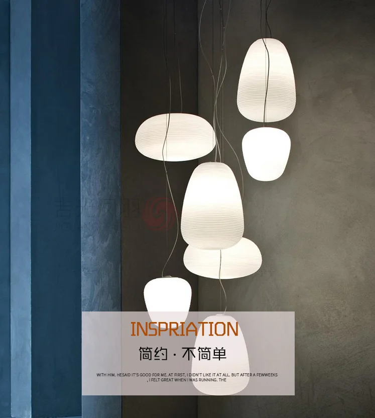 modern Creative pendant lamps Cobblestone White Thread Glass Living Room Dining Cocoon E27 Living Room Pendant Light Fixtures