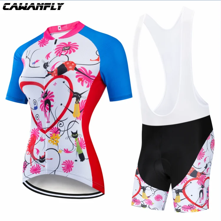 Cawanfly Летняя женская MTB велосипедная одежда Pro Team Велоспорт Джерси Набор гоночная Спортивная велосипедная одежда uniforme Roupa Ciclismo - Цвет: Многоцветный