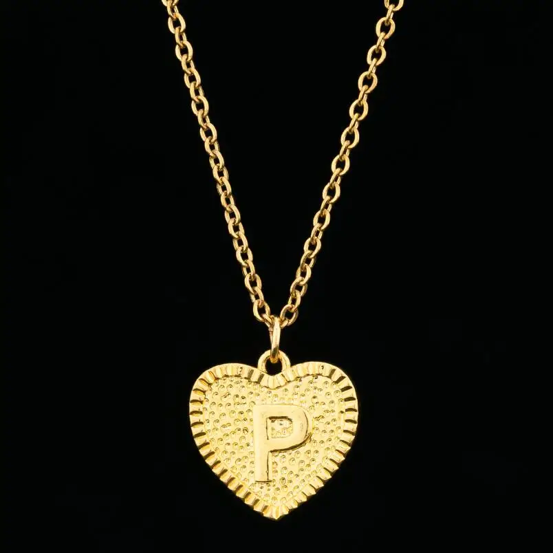 Personalize A-Z Alphabet Necklaces Tiny Heart Initial Necklace Pendant for Women Girls Everyday Jewelry Letter Collier Best Gift