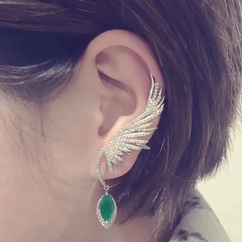 Роскошные перьевые чешские камушки для ушей висячие серьги с большими клипсами