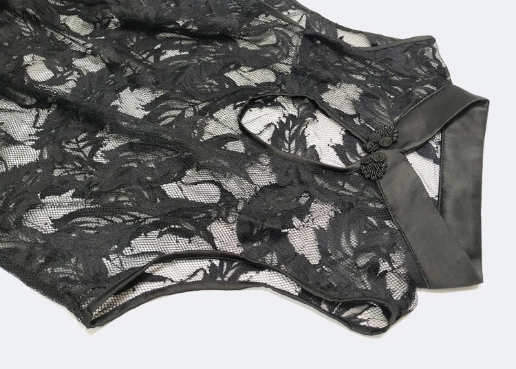Сексуальная перспективная ночная рубашка женская нейлоновая сетка без рукавов вышитая пуговица с разрезом необычная женская ночная рубашка короткая ночная рубашка
