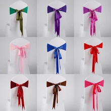 10 шт двойные банты лента чехол для кресла спандекс эластичная спинка сиденья цветок стул пояс День Рождения Вечеринка, свадебный банкет церемония Декор