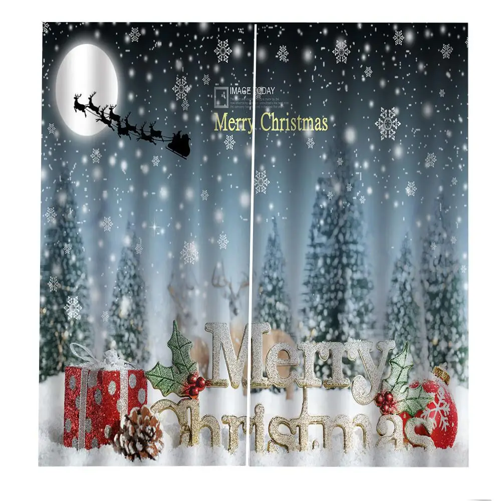 Рождественская занавеска, праздничная оконная занавеска, занавеска для гостиной, Затемненные занавески, УФ-защита, 3D принт, занавеска, Рождественская занавеска s - Цвет: curtainE