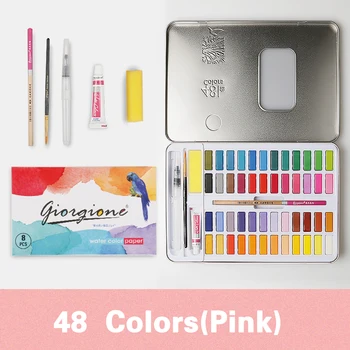 

36 Colors Drawing Painting Solid Water-color Paints Set Pigment with Water Brush Paintbrush Pencil Sponge Paper for Art supplies