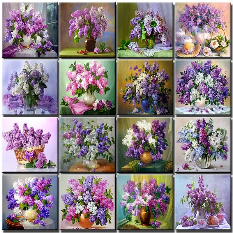 

Colorful Lavender Diy Painting By Numbers Handpainted Oil Picture Flowers Acrylic Paint Coloring By Number For Home Decoration