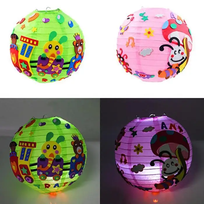Lantern Festival Cartoon DIY Portable Illuminated Lantern multicolor Child Festival, Party Handmade