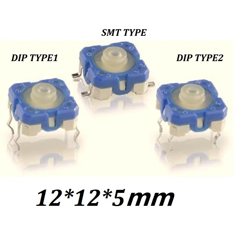 10PCS 12X12X5MM 4PIN SMT/DIP Momentary Tact switch Rubber Waterproof Click Push Button Switch 1.14.001.501/0000 | Обустройство дома