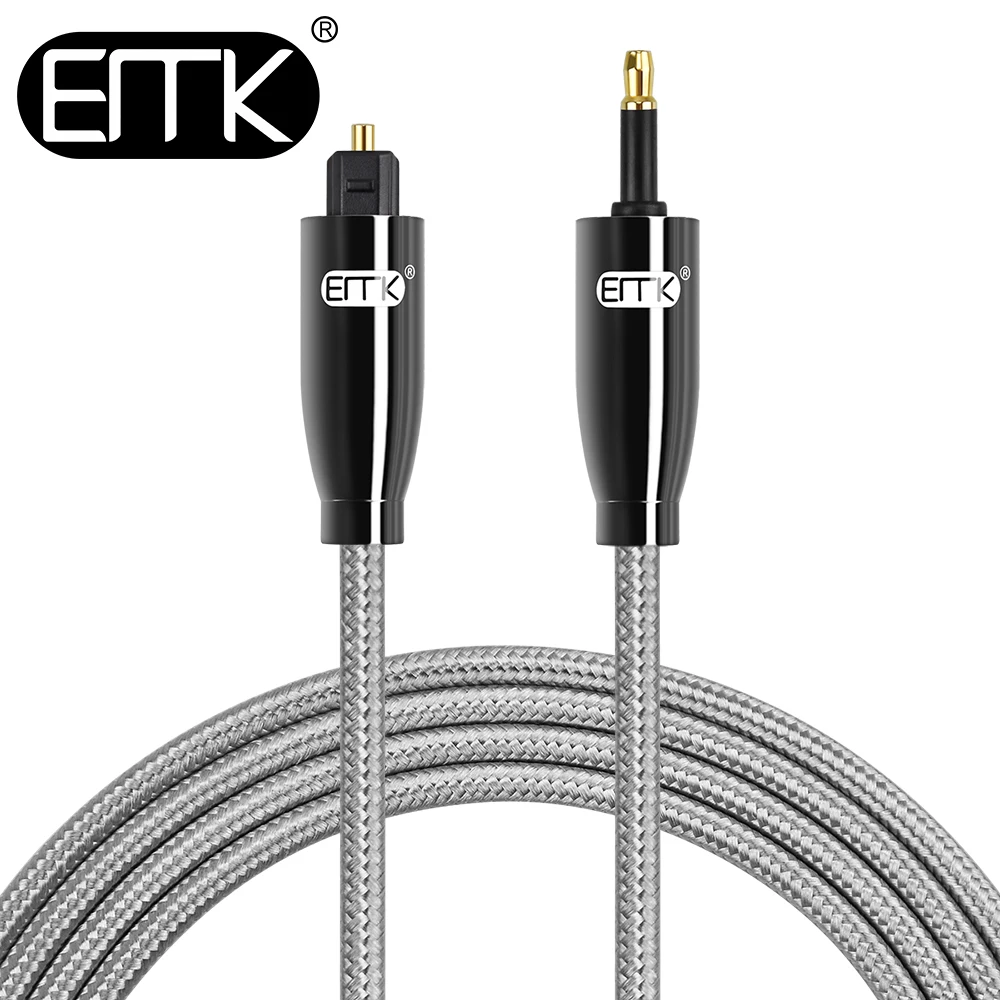 

EMK Toslink to 3.5mm Mini Optical Audio Cable SPDIF Cable 3.5mm to Optical Cable 1m 2m 3m 8m 10m Braided Jacket DVD TV Amplifier