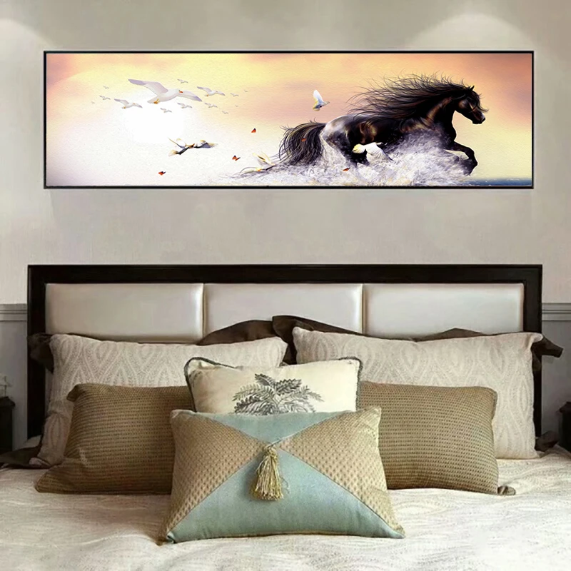 

Yuke Art Posters and Prints Wall Art Canvas Painting Modern Abstract Run Horse Poster Decorative Picture for Living Room Decor