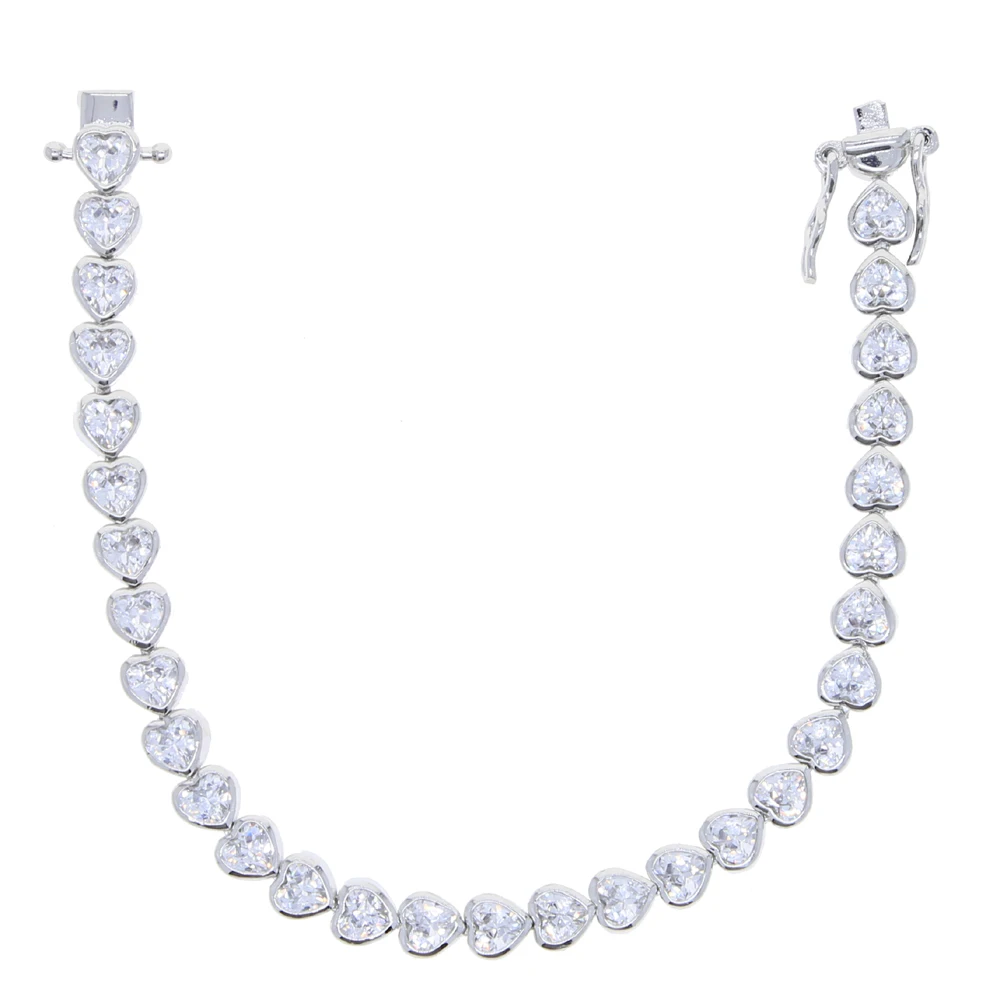 アクセサリー aaa 2025 New Iced Out AAA Cubic Zirconia Heart Tennis Chain