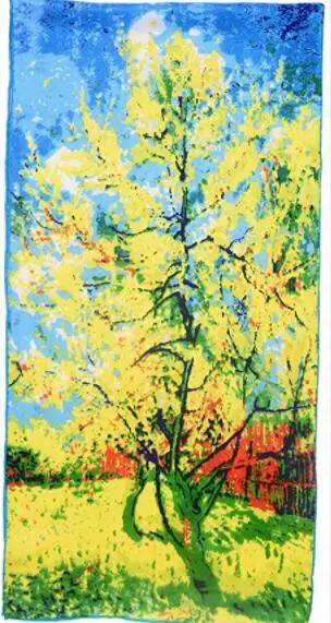 Ван Гог Картина маслом шелковый шарф женский и мужской шарф настоящие шелковые шарфы женские роскошные брендовые Дизайнерские шарфы 42x158 см - Цвет: color 3