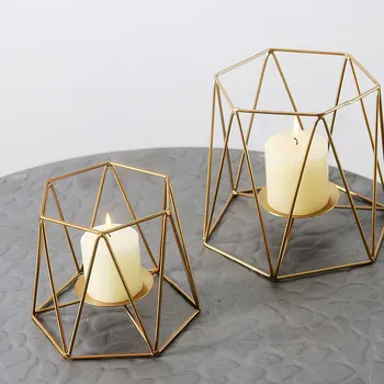 

Nordic Style Geometric Iron Candle Holders wrought Iron Candlestick Home Decorate Metal Crafts Romantic Durable Candlestick