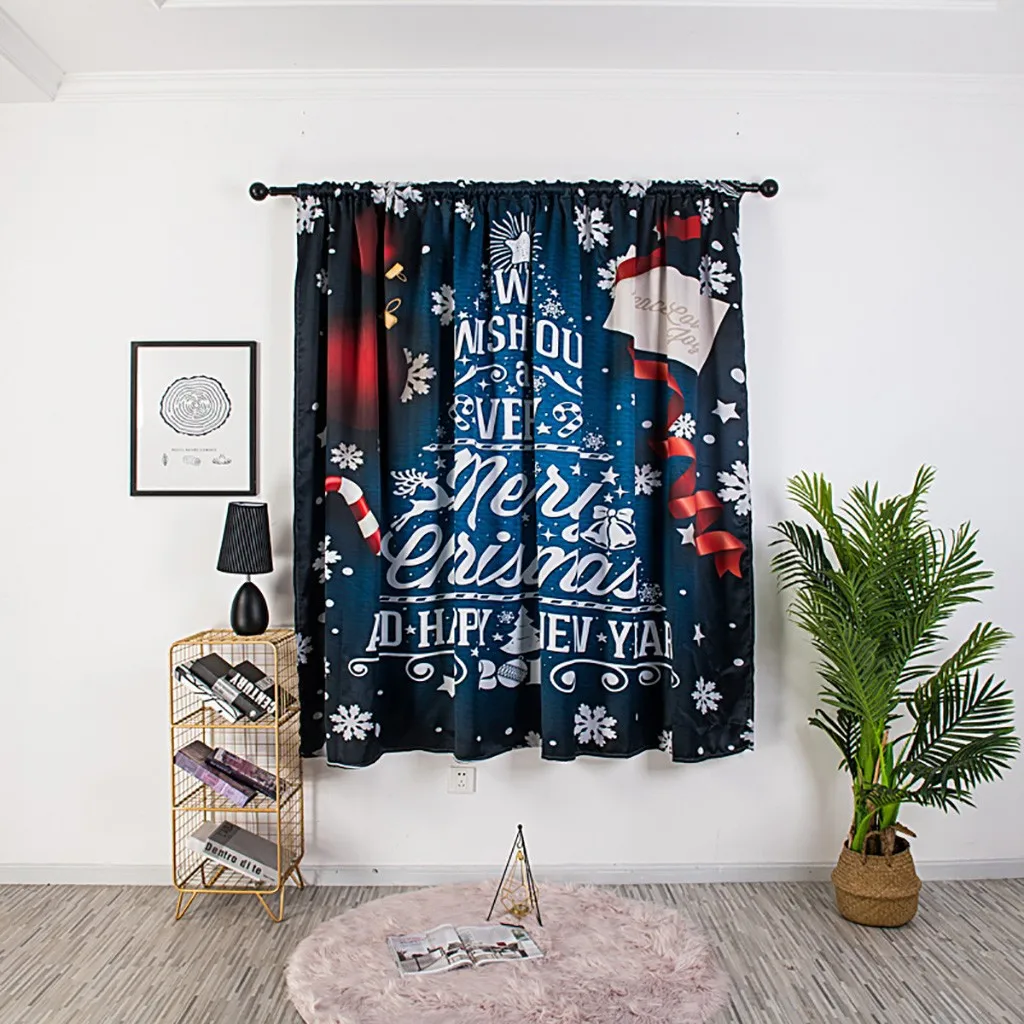 

Christmas Curtain Tulle Window Treatment Voile Drape Valance 1 Panel Fabric New Year Decorations Home For Christmas Natal