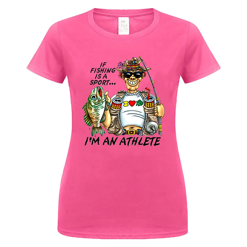 women pink Мужская спортивная футболка с надписью «Fishing is a Sport I'm An Athlete», подарок для папы, забавная рыба, рыбак, футболка для спортзала - Цвет: women pink