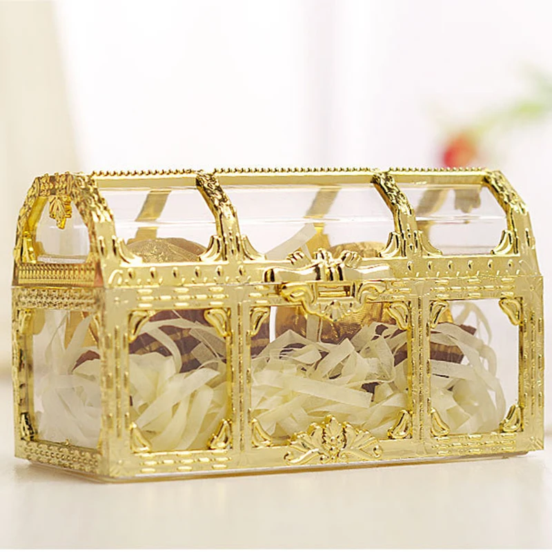 

12pcs Gold Silver Treasure Chest Candy Box Gift Storage Wedding Packing Boxes For Weddings, Birthday Party Or Baby Shower