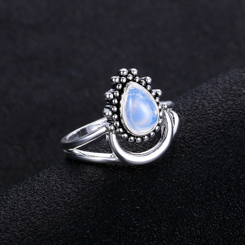 Bague Ringen, хорошее ювелирное изделие, с драгоценными камнями, серебро 925, кольцо для женщин, в форме капли воды, лунный камень, полумесяц, темперамент, кольца