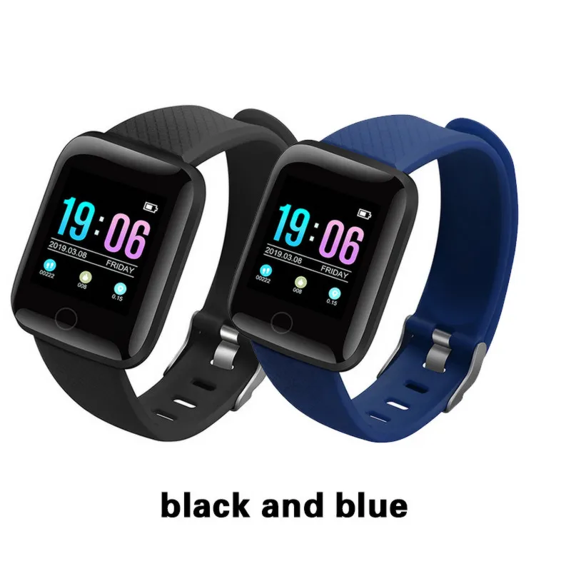 black and blue Hembeer D13 фитнес-часы, умные часы, пульсометр, монитор артериального давления для ios Android Iphone phone - Цвет: black and blue