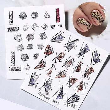 

Harunouta Leopard Print Nail Water Decals Set Alphabet Leaves Flower Nail Art Water Transfer Stickers Leaf Design Slider Decor