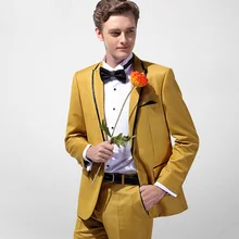 Горчичные мужские костюмы, комплект из двух предметов, костюмы для выпускного вечера, мужские костюмы, вечерний костюм, одежда
