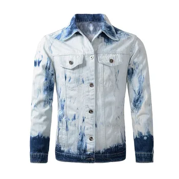 

KIOVNO Men Hip Hop Tie-dye Denim Jackets Coats Personality Printed Jeans Jackets For Male Streetwear