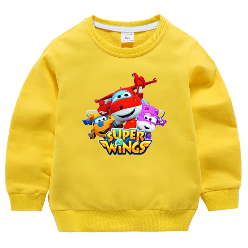 

2-10Y Costume Jet Super Wings Clothes Girls Tops Long Sleeve Tshirt Kids Cartoon Hoodies Baby Boy Toddler Sweatshirts Nova Tops