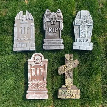 

5 PCS Halloween Foam Tombstone Skeleton Tombstone Haunted Stone Props Grisly Horror Atmosphere Party Decoration Supplies
